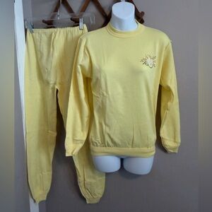Vintage Mapom Italian Virgin Wool Embroidered Thermal Base Layer Set Yellow M